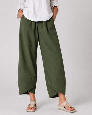 White Linen Wide Leg Trousers for Women Cropped Comfortable Fit Casual Style