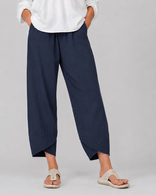 White Linen Wide Leg Trousers for Women Cropped Comfortable Fit Casual Style