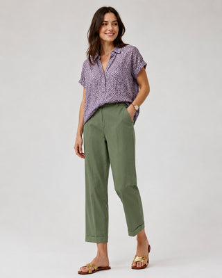 White Linen Pants Women Tapered Cropped Cuffed Hem Breathable Fabric for Warm Weather