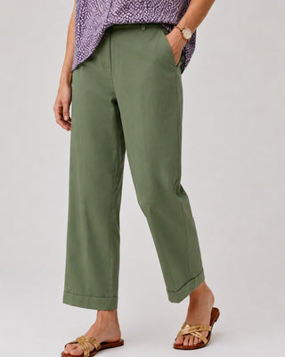 White Linen Pants Women Tapered Cropped Cuffed Hem Breathable Fabric for Warm Weather