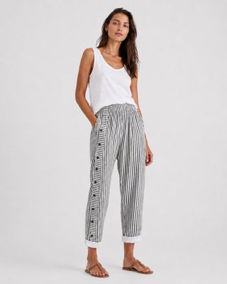 Modern Striped Wide Leg Pants Women Button Front Comfortable Fabric Casual Fit