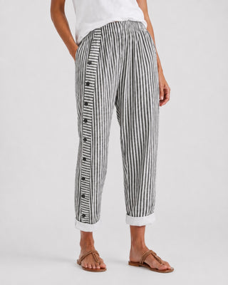 Modern Striped Wide Leg Pants Women Button Front Comfortable Fabric Casual Fit