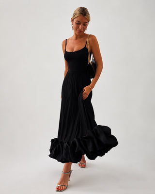 Floral Maxi Dress for Women Sleeveless Lightweight Fabric V-Neckline Pleated Long Dress