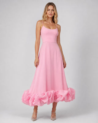 Floral Maxi Dress for Women Sleeveless Lightweight Fabric V-Neckline Pleated Long Dress