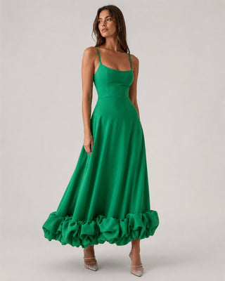 Floral Maxi Dress for Women Sleeveless Lightweight Fabric V-Neckline Pleated Long Dress
