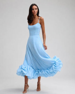 Floral Maxi Dress for Women Sleeveless Lightweight Fabric V-Neckline Pleated Long Dress