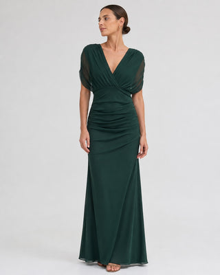 Off-Shoulder Maxi Dress with Twisted Bodice and Flowing Skirt for Formal Events