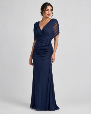 Off-Shoulder Maxi Dress with Twisted Bodice and Flowing Skirt for Formal Events