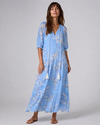 Ikat Print Maxi Dress for Women with Button-Front Closure and Relaxed Fit in Lightweight Fabric