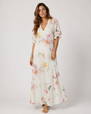 Ikat Print Maxi Dress for Women with Button-Front Closure and Relaxed Fit in Lightweight Fabric