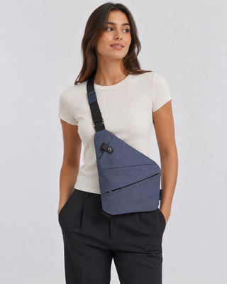 Sleek Black Crossbody Bag with Adjustable Strap Anti-Theft Design and Multiple Compartments