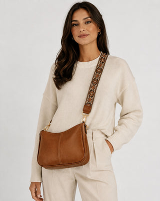 Modern Vegan Crossbody Bag Adjustable Strap Plant-Based Leather Spacious Design for Women