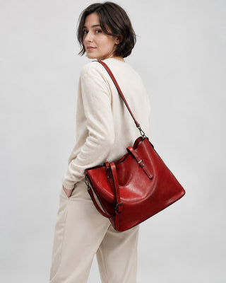 Vintage Leather Shoulder Bag Spacious Design Dual Handle Everyday Carry