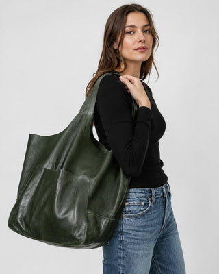 Minimalist Leather Weekender Bag Oversized Travel Tote with Dual Handles for Women