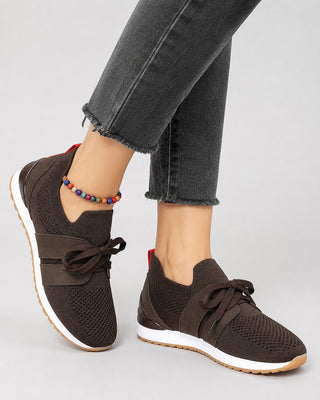Modern Lace-Up Sneaker for Women Knit Upper Contrast Sole Everyday Casual Wear