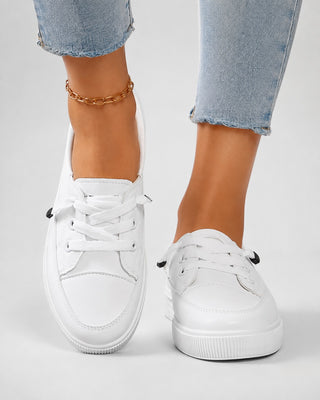 Minimalist Lace-Up Sneakers for Women Chunky Platform Sole Synthetic Upper Everyday Comfort