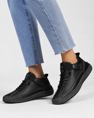 Casual Ankle Sneakers for Women Lace-Up Suede and Leather Upper with Padded Collar and Rubber Sole