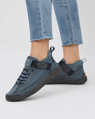 Casual Ankle Sneakers for Women Lace-Up Suede and Leather Upper with Padded Collar and Rubber Sole