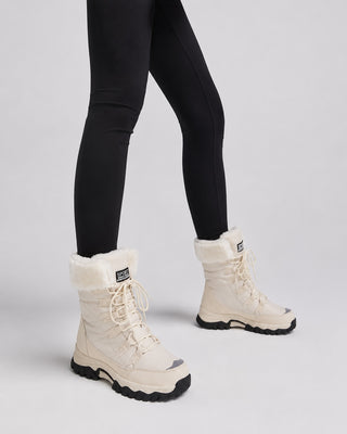 Lace-Up Winter Boots Women with Faux Fur Lining and Chunky Lug Sole for Snowy Weather