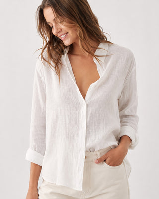 Linen Women's Blouse Long Sleeve Button-Down Front with Roll-Up Sleeves for Summer Tops