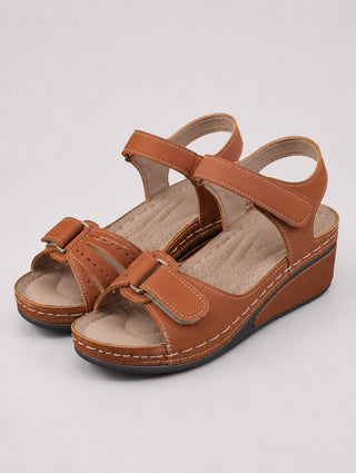 Modern Open Toe Wedge Sandals for Women Adjustable Straps Soft Leather Casual Footwear