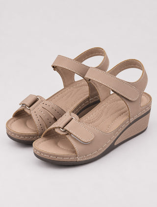 Modern Open Toe Wedge Sandals for Women Adjustable Straps Soft Leather Casual Footwear