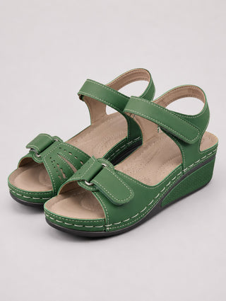 Modern Open Toe Wedge Sandals for Women Adjustable Straps Soft Leather Casual Footwear