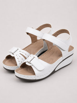 Modern Open Toe Wedge Sandals for Women Adjustable Straps Soft Leather Casual Footwear