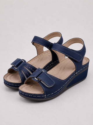 Modern Open Toe Wedge Sandals for Women Adjustable Straps Soft Leather Casual Footwear