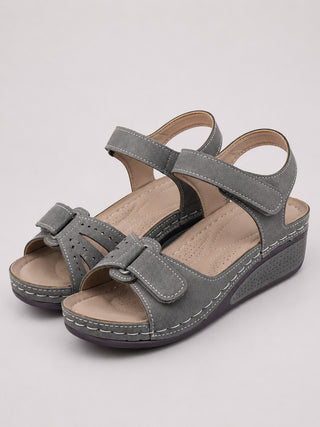 Modern Open Toe Wedge Sandals for Women Adjustable Straps Soft Leather Casual Footwear