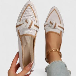Modern Pointed Toe Women's Loafers Slip-On Design with Knot Detail Synthetic Upper Flat Heel 0