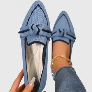 Modern Pointed Toe Women's Loafers Slip-On Design with Knot Detail Synthetic Upper Flat Heel 1