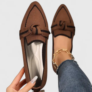 Modern Pointed Toe Women's Loafers Slip-On Design with Knot Detail Synthetic Upper Flat Heel 2
