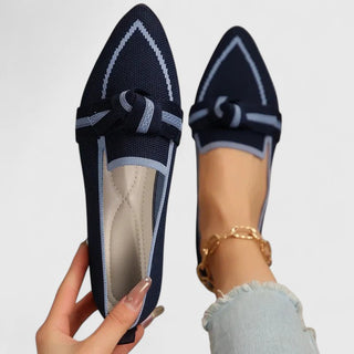 Modern Pointed Toe Women's Loafers Slip-On Design with Knot Detail Synthetic Upper Flat Heel 4