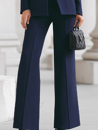 Modern Women's Suit Set Tailored Blazer with Long Sleeves and Straight-Leg Trousers in Dark Tone 6