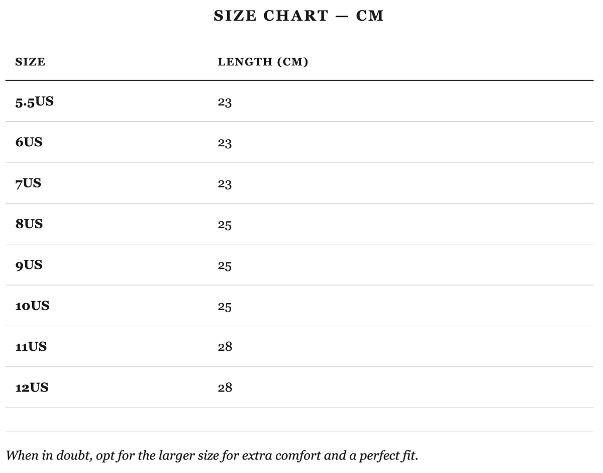 Size guide in cm