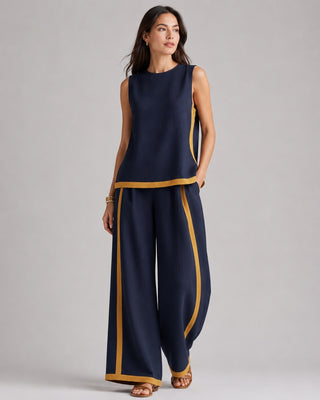 Casual Two Piece Set Sleeveless Tank Top Wide Leg Pants Lightweight Comfortable Fit Matching Set