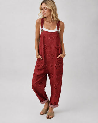 Casual Women's Jumpsuit Adjustable Straps Relaxed Fit Soft Fabric with Functional Pockets