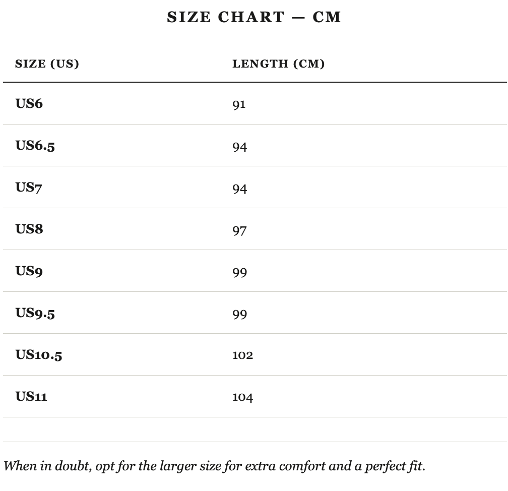 Size guide in cm