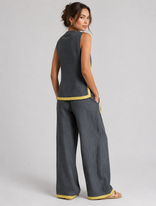 Casual Two Piece Set Sleeveless Tank Top Wide Leg Pants Lightweight Comfortable Fit Matching Set
