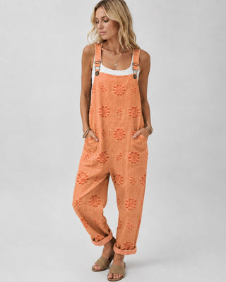 Casual Women's Jumpsuit Adjustable Straps Relaxed Fit Soft Fabric with Functional Pockets