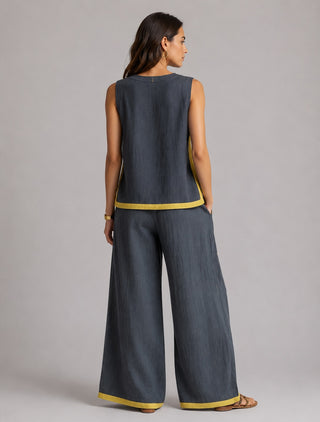 Casual Two Piece Set Sleeveless Tank Top Wide Leg Pants Lightweight Comfortable Fit Matching Set