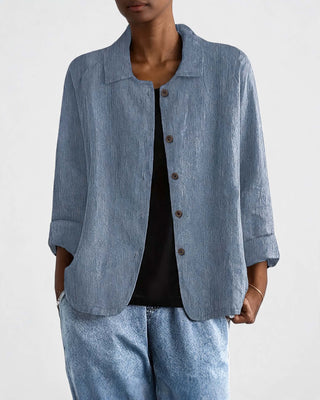 Casual Button-Down Women's Shirt Jacket Lightweight Cotton Relaxed Fit with Raglan Sleeves